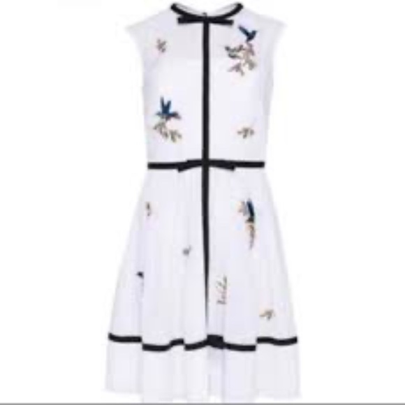 NWOT Ted Baker Iina Highgrove Embroidered Hummingbird Dress Size 3 or US 8 - Picture 2 of 5